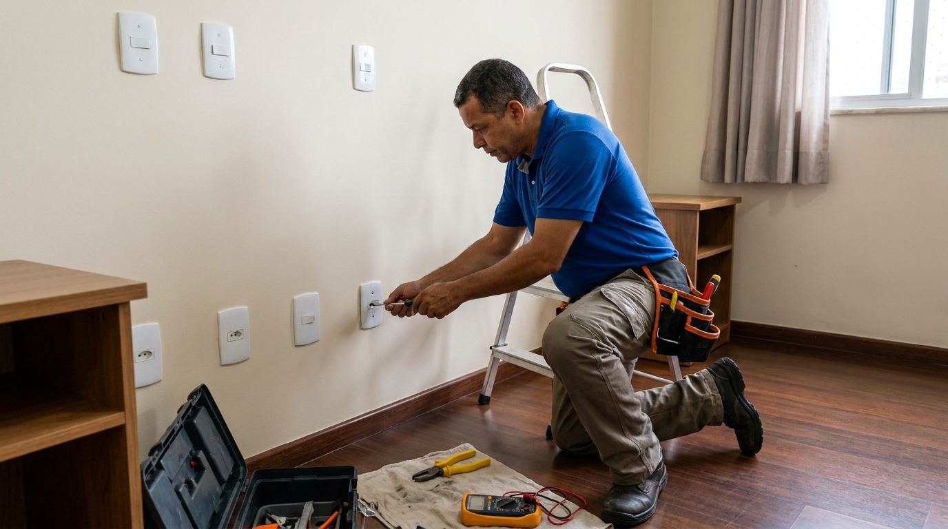 Instalacao de tomada e interruptor residencial em Campina Grande‑PB